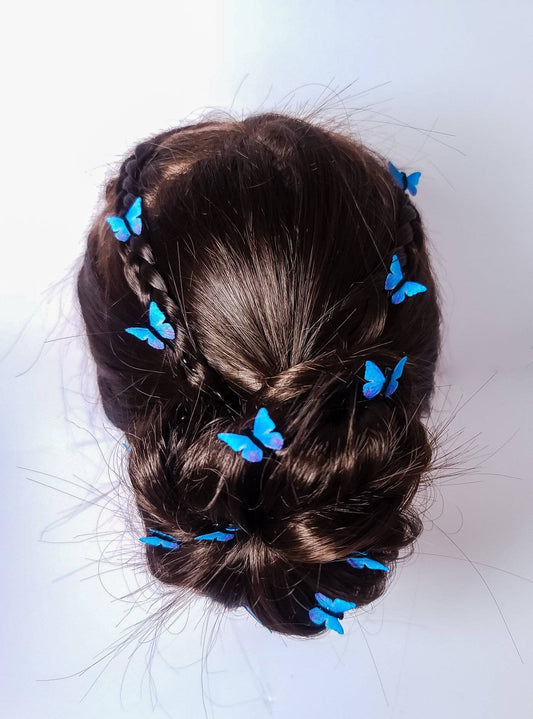 Blue Butterfly Hair Clips | 4 Butterfly Bobby Pins | Small Butterfly | 4 Hair Pins For Girls | Women Hair Accessories | Bridal Hair Clips